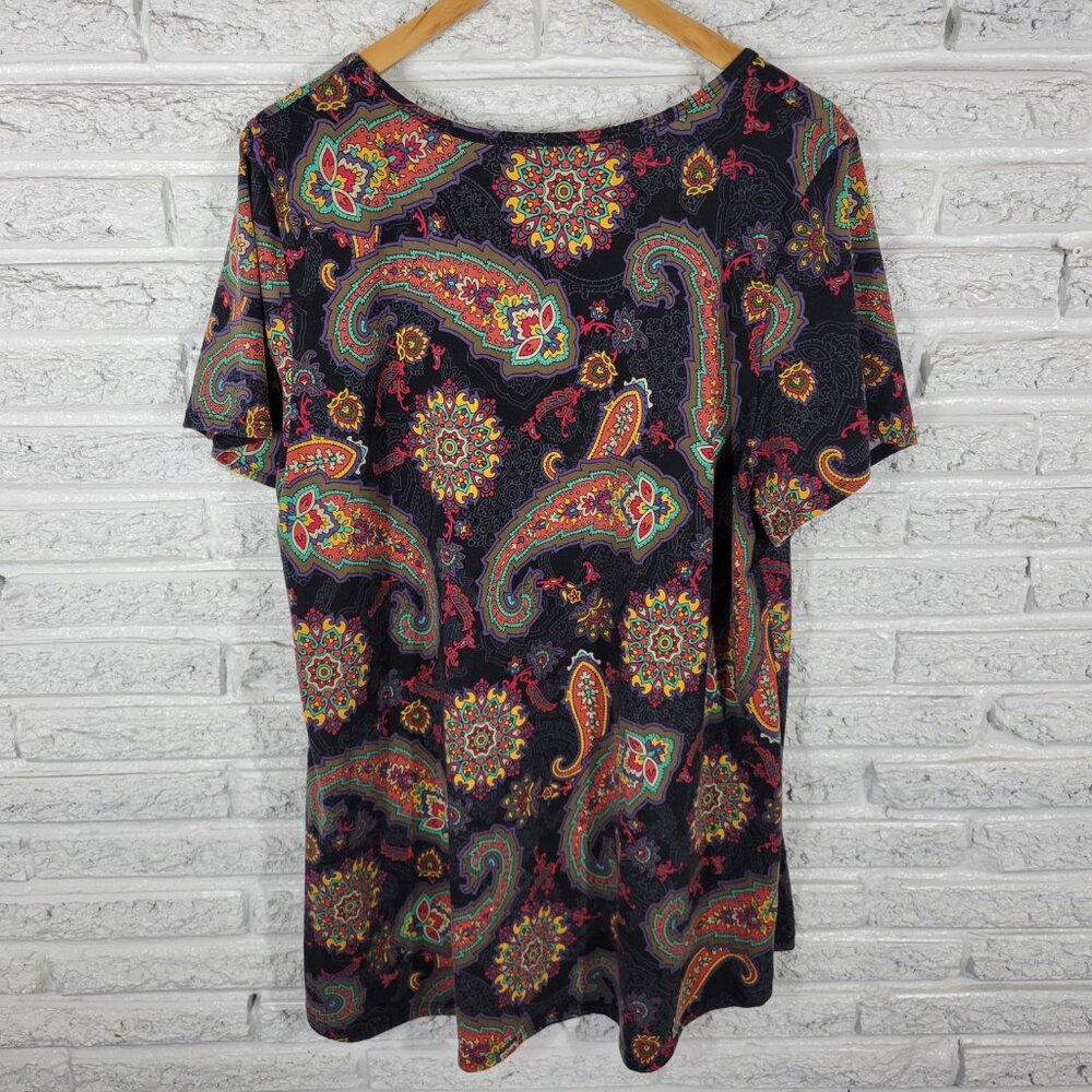 LuLaRoe 3XL Asymmetric Tunic Tee Paisley Multi-Color Plus Size Top PAI46E - Picture 5 of 9